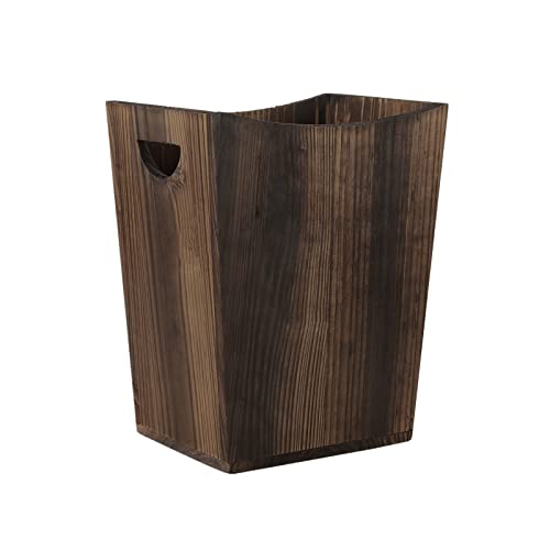 MOOACE Wood Trash Can Wastebasket, Small Garbage Can Waste Basket, Rustic Trash Bin Container for Bedroom, Living Room, Office, Kitchen, Bathroom