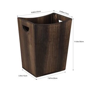 MOOACE Wood Trash Can Wastebasket, Small Garbage Can Waste Basket, Rustic Trash Bin Container for Bedroom, Living Room, Office, Kitchen, Bathroom