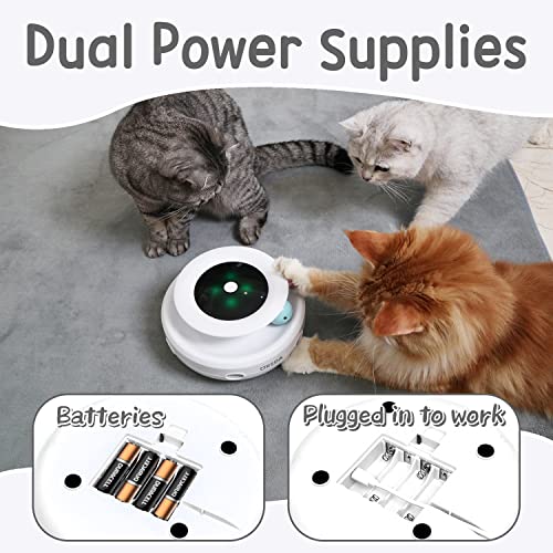 ORSDA Cat Toys 2in1 Interactive Cat Toys for Indoor Cats, Timer Auto On/Off, Cat Toy Balls & Ambush Feather Electronic Cat Toy, Cat Entertainment with 6pcs Feathers, Dual Power Supplies Cat mice Toy