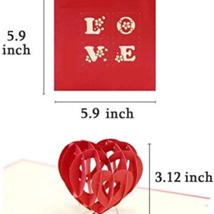Handmade 3D Valentines Day Pop Up Card With Envelopes, Wedding Card, Thanksgiving Cards,Greeting Cards, Birthday Card, Mothers Day Cards from Daughter,Anniversary Card Gifts For Her/Him