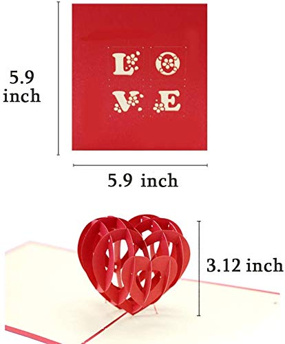 Handmade 3D Valentines Day Pop Up Card With Envelopes, Wedding Card, Thanksgiving Cards,Greeting Cards, Birthday Card, Mothers Day Cards from Daughter,Anniversary Card Gifts For Her/Him