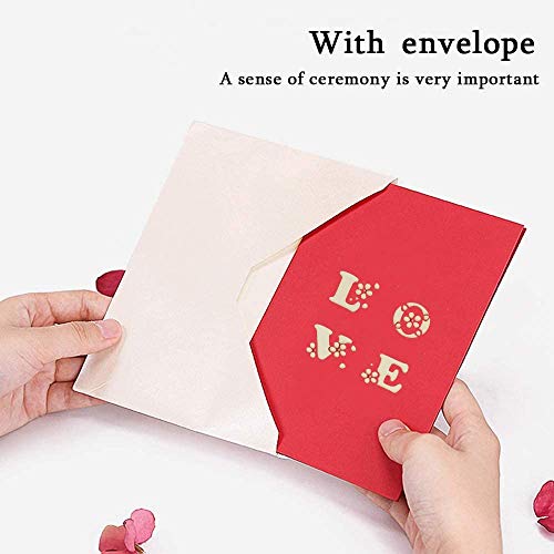 Handmade 3D Valentines Day Pop Up Card With Envelopes, Wedding Card, Thanksgiving Cards,Greeting Cards, Birthday Card, Mothers Day Cards from Daughter,Anniversary Card Gifts For Her/Him