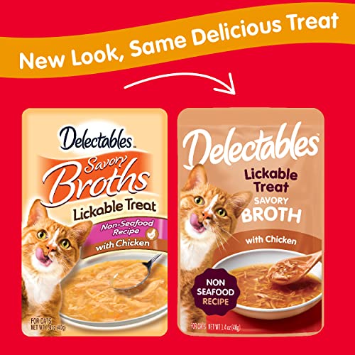 Hartz Delectables Savory Broths Lickable Wet Cat Treats for Adult & Senior Cats, Non-Seafood Chicken, 1.4 Ounce (Pack of 12)