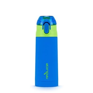 reduce water bottle for kids, frostee 13 oz - reusable insulated stainless steel water bottle - leak proof and hygienic flip-top lid - gripster finish, alien