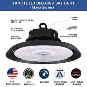 LED UFO High Bay Light 150W Dimmable Hanging Shop Lights Commercial Lighting Lamp Ceiling Fixture for Workshop Warehouse Garage Barn, 22000LM/5000K, 100-277V Hardwired, [DLC]650W HID/HPS Equiv.