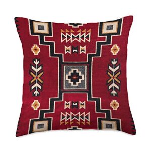 desert cactus co. red & black & earthy brown southwestern aztec pattern throw pillow, 18x18, multicolor