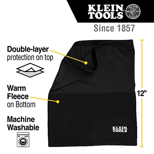 Klein Tools 60466 Neck and Face Warming Gaiter, Double-Layered Half-Band, Black, One Size fits Most