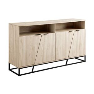 Walker Edison Bristol Angled 4 Door-Sideboard for TVs up to 65 Inches, 58 Inch, Birch