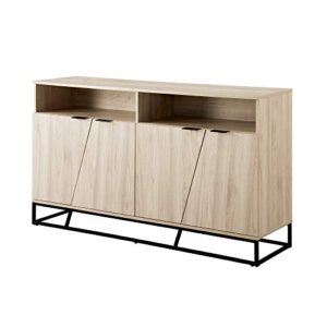 Walker Edison Bristol Angled 4 Door-Sideboard for TVs up to 65 Inches, 58 Inch, Birch