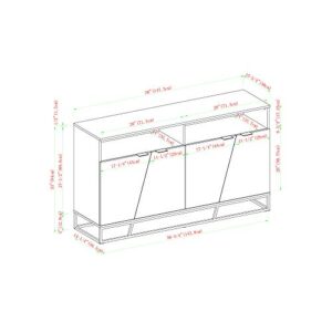 Walker Edison Bristol Angled 4 Door-Sideboard for TVs up to 65 Inches, 58 Inch, Birch