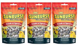 higgins 3 pack of sunburst soak n' sprout seeds with quinoa for small birds, 3 ounces each