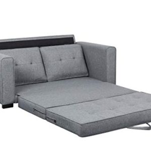 Container Furniture Direct Linen Mid Century Modern Living Room Squared Arm Fold Out Sofa Bed, 58", Pewter