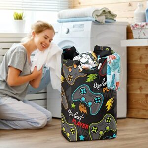 Qilmy Gamepad Laundry Hamper Large Waterproof with Handle Laundry Baskets Foldable Lightweight Durable Store Basket for Bathroom Bedroom