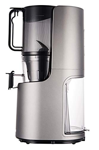 Hurom H-200 Easy Clean Electronic Juicer Machine (Silver) - Self Feeding Slow Juicer w Big Mouth Hopper to Fit Whole Fruits & Vegetables - Healthy Living - Rinse Clean No Scrub BPA Free Easy Assembly