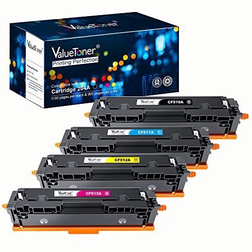 Valuetoner Compatible Toner Cartridge Replacement for HP 204A CF510A CF511A CF512A CF513A to use with Color Laserjet Pro MFP M180nw M154nw M180n M154a MFP M181fw Printer Tray(4-Pack)