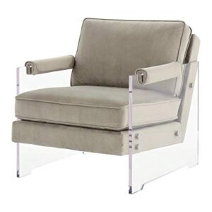 Signature Design by Ashley Avonley Contemporary Accent Chair with Clear Acrylic Base, Taupe