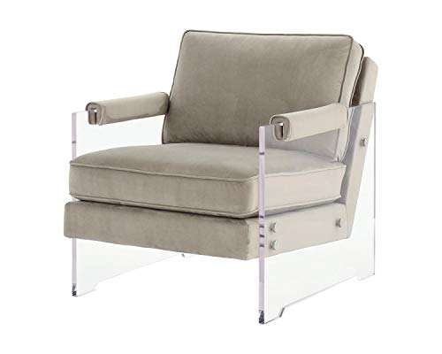 Signature Design by Ashley Avonley Contemporary Accent Chair with Clear Acrylic Base, Taupe