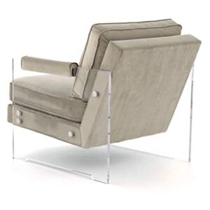 Signature Design by Ashley Avonley Contemporary Accent Chair with Clear Acrylic Base, Taupe