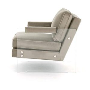 Signature Design by Ashley Avonley Contemporary Accent Chair with Clear Acrylic Base, Taupe