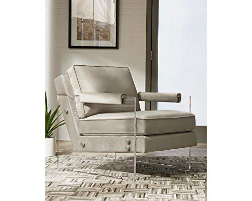 Signature Design by Ashley Avonley Contemporary Accent Chair with Clear Acrylic Base, Taupe
