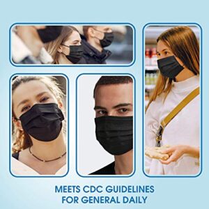 Kenko Disposable 4-Ply Face Masks, Breathable & Comfortable Filter Safety Mask, Protection Mask for Dust Air Pollution (50, Black)