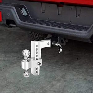 FULLWATT Dual Ball Mount Hitch Adjustable Drop/Rise, Aluminum Trailer Hitch for Vehicles, Fits 2" Receiver with Pin Lock (8 inch)