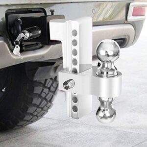 FULLWATT Dual Ball Mount Hitch Adjustable Drop/Rise, Aluminum Trailer Hitch for Vehicles, Fits 2" Receiver with Pin Lock (8 inch)