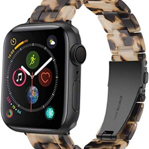 NYENEIL Compatible with Apple Watch Band 38mm 40mm 41mm 42mm 44mm 45mm Ultra 49mm for iWatch SE Lightweight Resin Wristband Bracelet Strap Series 8 7 6 5 4 3 2 1 Mens Womens (Tortoise Stone Flower, 42MM/44MM/45MM/49MM)