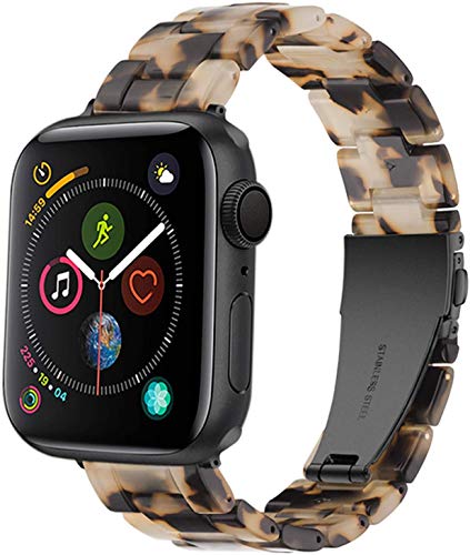 NYENEIL Compatible with Apple Watch Band 38mm 40mm 41mm 42mm 44mm 45mm Ultra 49mm for iWatch SE Lightweight Resin Wristband Bracelet Strap Series 8 7 6 5 4 3 2 1 Mens Womens (Tortoise Stone Flower, 42MM/44MM/45MM/49MM)