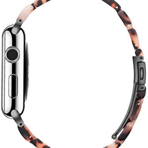 NYENEIL Compatible with Apple Watch Band 38mm 40mm 41mm 42mm 44mm 45mm Ultra 49mm for iWatch SE Lightweight Resin Wristband Bracelet Strap Series 8 7 6 5 4 3 2 1 Mens Womens (Tortoise Stone Flower, 42MM/44MM/45MM/49MM)