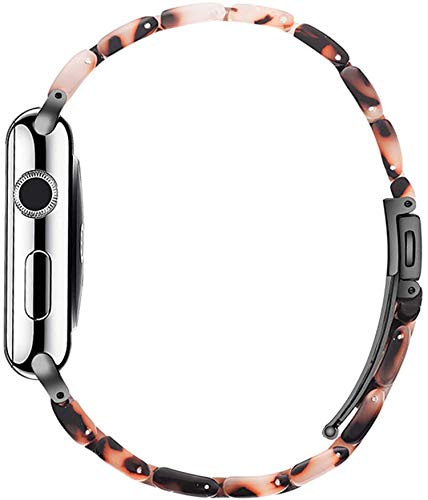 NYENEIL Compatible with Apple Watch Band 38mm 40mm 41mm 42mm 44mm 45mm Ultra 49mm for iWatch SE Lightweight Resin Wristband Bracelet Strap Series 8 7 6 5 4 3 2 1 Mens Womens (Tortoise Stone Flower, 42MM/44MM/45MM/49MM)