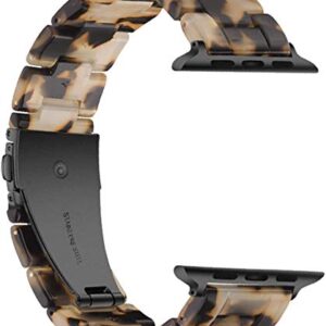 NYENEIL Compatible with Apple Watch Band 38mm 40mm 41mm 42mm 44mm 45mm Ultra 49mm for iWatch SE Lightweight Resin Wristband Bracelet Strap Series 8 7 6 5 4 3 2 1 Mens Womens (Tortoise Stone Flower, 42MM/44MM/45MM/49MM)