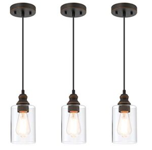 wisbeam pendant lighting fixture, hanging ceiling lights with e26 medium base max. 60 watts, etl rated, bulbs not included, 3-pack