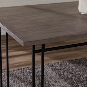 Walker Edison Sutton Wood and Dual Metal Leg Dining  Table, 60 Inch, Grey