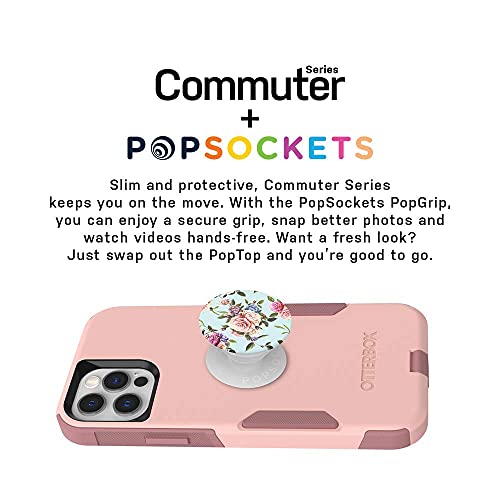 OtterBox Bundle: COMMUTER SERIES Case for iPhone 12 & iPhone 12 Pro - (BALLET WAY) + PopSockets PopGrip - (RETRO WILD ROSE)