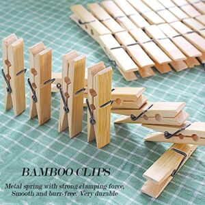 AKOAK 24 Pieces Bamboo Clothespins - Clothes Pins, Heavy Duty Outdoor Springs, Crafts, Picture Baby Hanging Clothes Wood Clothespins