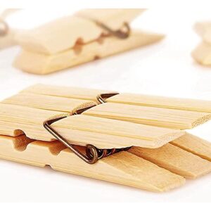 AKOAK 24 Pieces Bamboo Clothespins - Clothes Pins, Heavy Duty Outdoor Springs, Crafts, Picture Baby Hanging Clothes Wood Clothespins