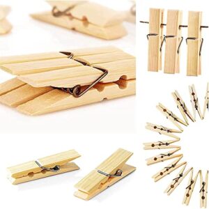 AKOAK 24 Pieces Bamboo Clothespins - Clothes Pins, Heavy Duty Outdoor Springs, Crafts, Picture Baby Hanging Clothes Wood Clothespins