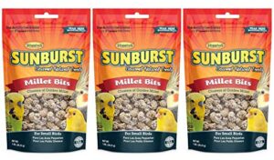 higgins 3 pack of sunburst millet bits for small birds, 1 ounce each