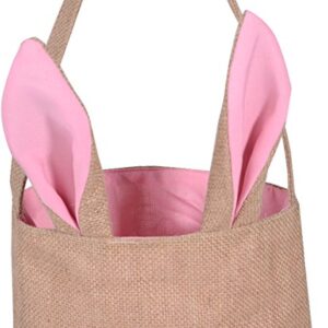 KEFAN 6 Pack Easter Bunny Bags Easter Bunny Baskets Jute Burlap Bunny Ear Tote Bags (Easter Bags 02)