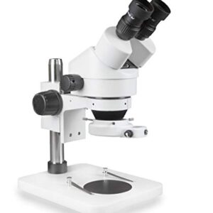Parco Scientific PA-1EX-IFR09W Binocular Zoom Stereo Microscope | 10x Widefield Eyepiece | 0.7X—4.5X Zoom Range, 7X—45x Magnification Range, 0.5X Aux Lens | Pillar Stand | 144-LED Ring Light