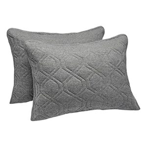 amazon basics cotton jersey blend quilt pillow sham - standard, dark grey