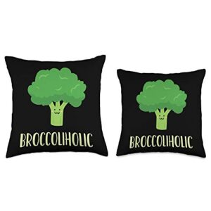 Broccoli Themed Gifts Kawaii Broccoli Lover Throw Pillow, 16x16, Multicolor