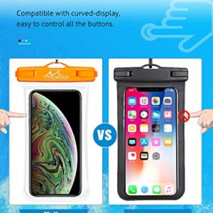 MoKo Waterproof Phone Pouch 3-Pack, Underwater Phone Case Dry Bag with Lanyard Compatible with iPhone 14 13 12 11 Pro Max X/Xr/Xs Max/SE 3, Galaxy S21/S20, up to 7.5", Orange+SkyBlue+Magenta