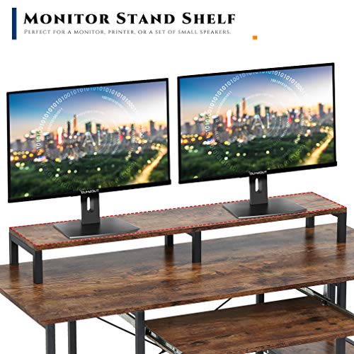 FDW Computer Desk 46" Gaming Writing Desk with Keyboard Tray/Monitor Stand Shelf/Storage Shelves/CPU Stand for Home Office