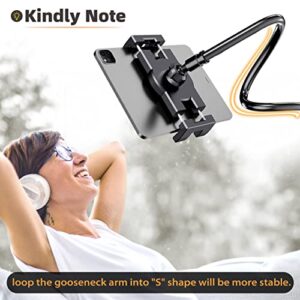 eSamcore Phone Stand Tablet Stand - Universal Gooseneck Cell Phone Holder with Clamp Flexible Neck Mount for Bed Desk Table, Compatible with All 4.7" - 10.9" iPhone iPad Galaxy Tab Switch [Black]