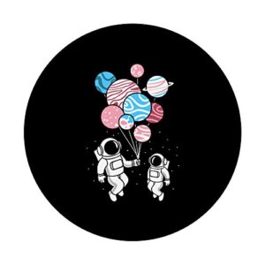 Astronaut Holding Transgender Planet Balloons Trans Pride PopSockets Swappable PopGrip