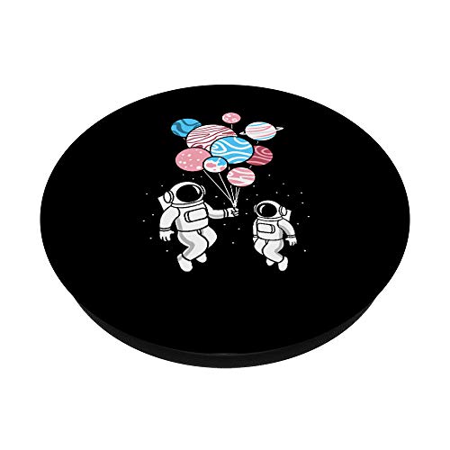 Astronaut Holding Transgender Planet Balloons Trans Pride PopSockets Swappable PopGrip