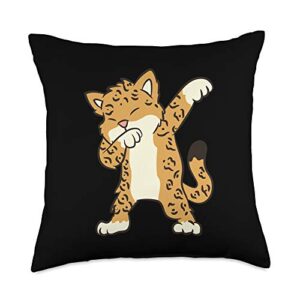funny jaguar gifts cute dab animal jaguar throw pillow, 18x18, multicolor