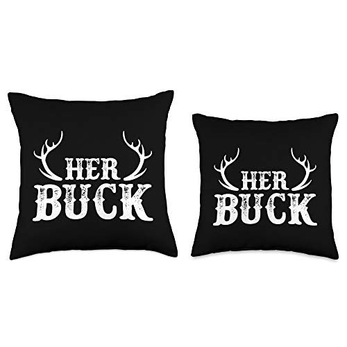 Her Buck His Doe Couples Cute Country Southern Her Buck Couples Cute Country Southern Throw Pillow, 16x16, Multicolor